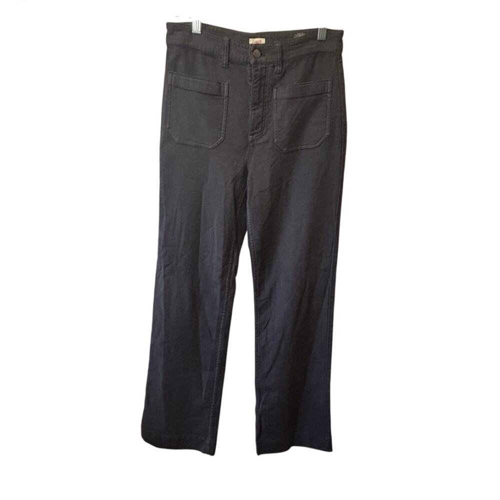 Faherty Terry Patch Pocket Pants Fitted Wide Leg High Rise Stretch Boho Western